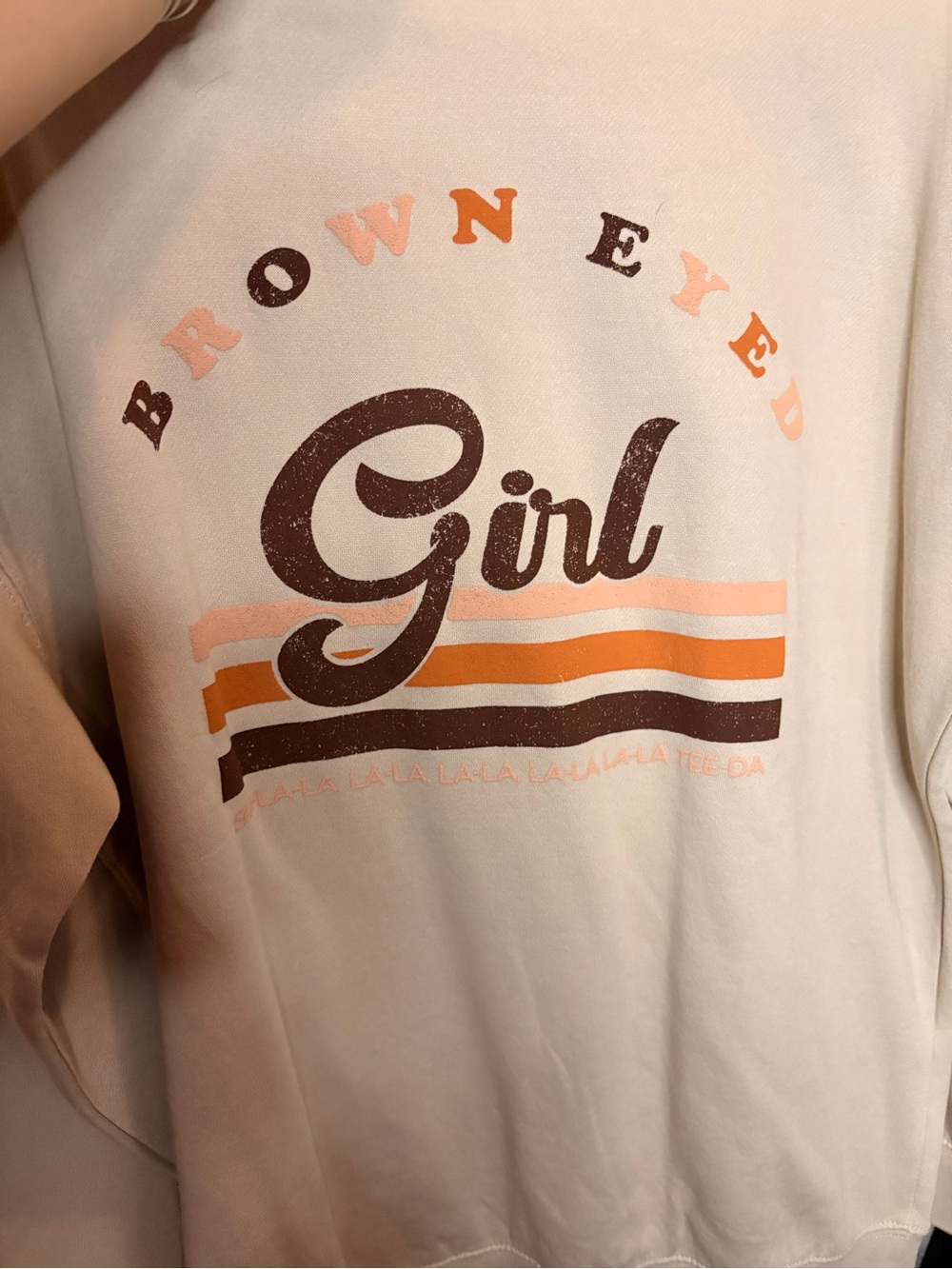 Brown Eyed Girl Cream Graphic Sweatshirt 👁️ with chestnut, caramel warm tones🍮👜🌰 - Picture 3 of 7